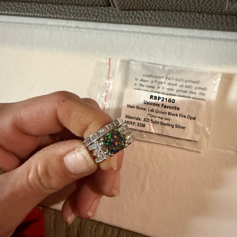 Sterling Silver Ring with Black Fire Opal